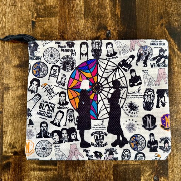 Wednesday Addams Zip Pouch with Strap Cosmetic Pencils Wristlet - Picture 1 of 8